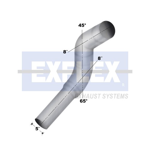 Chromed Elbow, 8" Diameter, KW W900L Application, 5" OD, 45" Length, Box Rigth